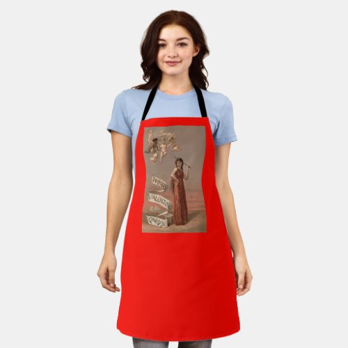 Prangs Valentine Women Red balloons of Cherubs Apron