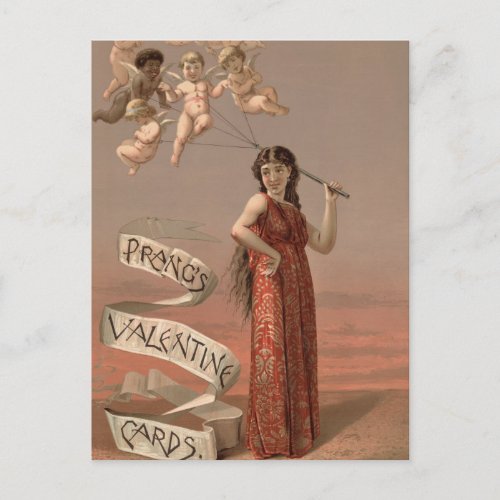 Prangs Valentine Women Red balloons of Cherubs Postcard