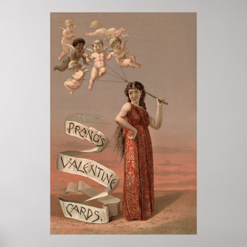 Prangs Valentine Women Red balloons of Cherubs Poster