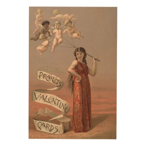 Prangs Valentine Women Red balloons of Cherubs Wood Wall Art