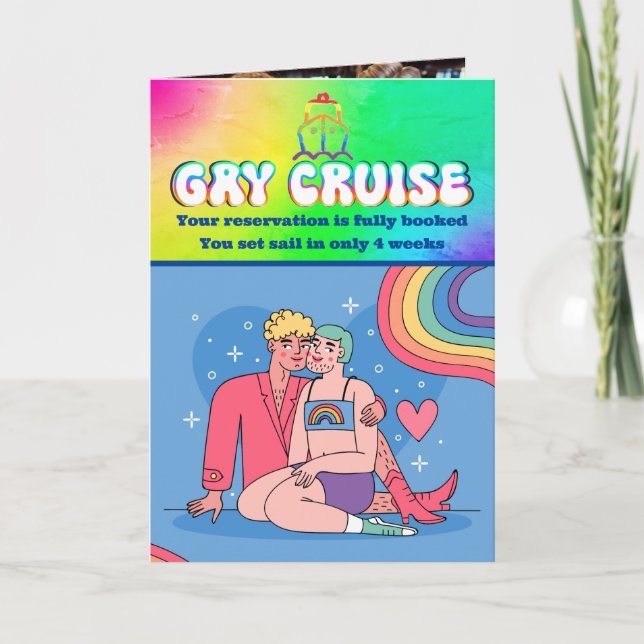 Prank Gay Cruise Birthday,Custom Friends Fun Photo Card (Front)