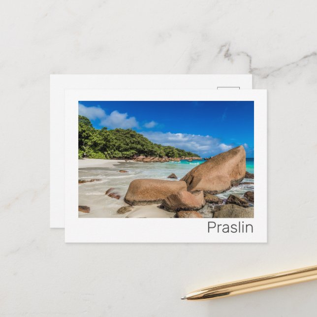 Praslin Seychelles Island Anse Lazio Beach Gift Holiday Postcard (Front/Back In Situ)