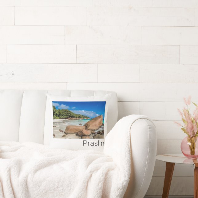 Praslin Seychelles Island Anse Lazio Beach Gift Throw Pillow (Couch)