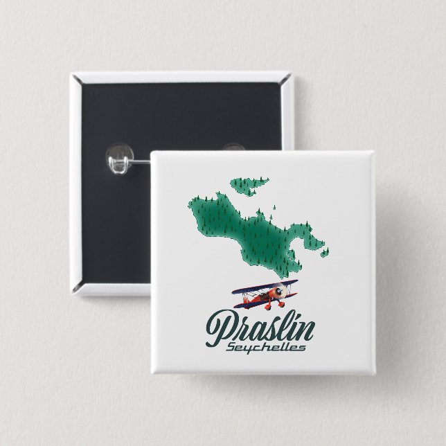 Praslin Seychelles map Button (Front & Back)
