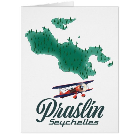 Praslin Seychelles map Cards (Front)
