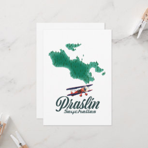 Praslin Seychelles map T-Shirt Invitation
