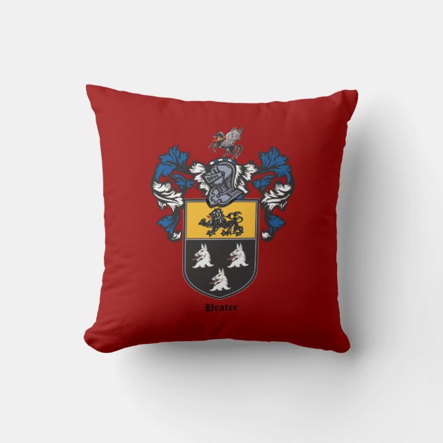 Prater Coat of Arms Throw Pillow (Front)
