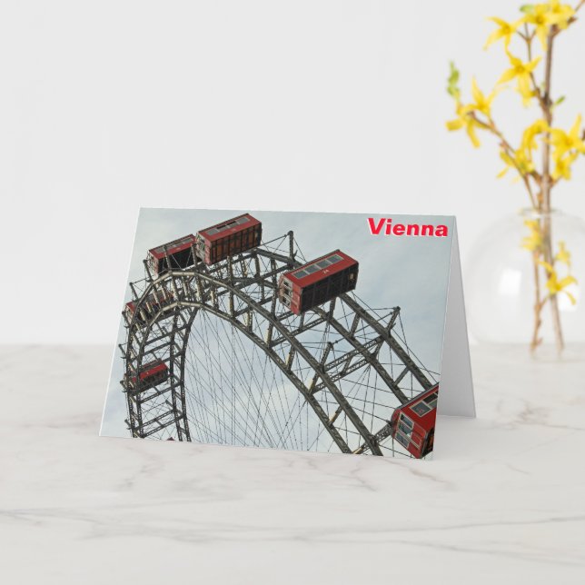 Prater Ferris wheel, Vienna, Austria Card (Yellow Flower)