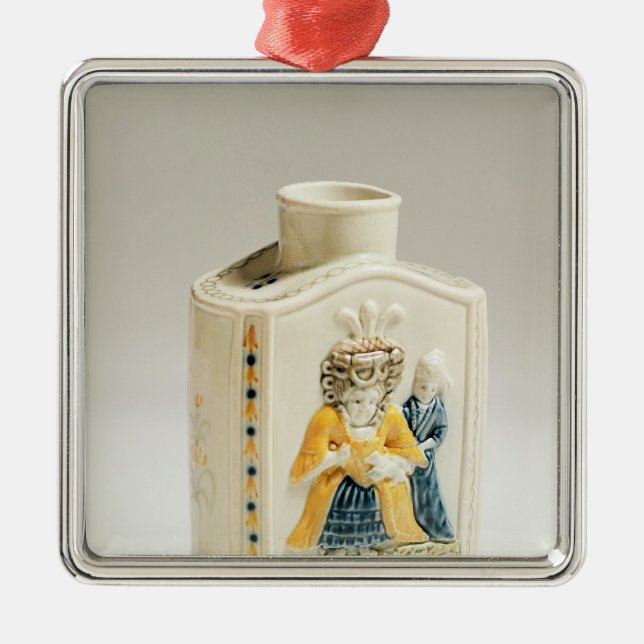 Prattware tea caddy metal ornament (Front)