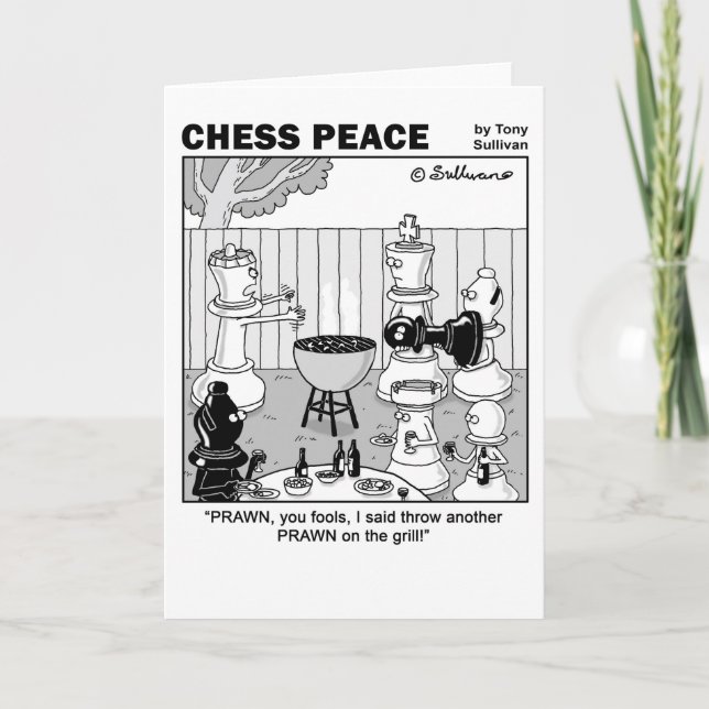 Prawn of the grill Chess Peace Cartoon Card (Front)