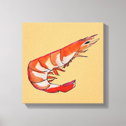 Prawn shrimp seafood illustration marine art canvas print