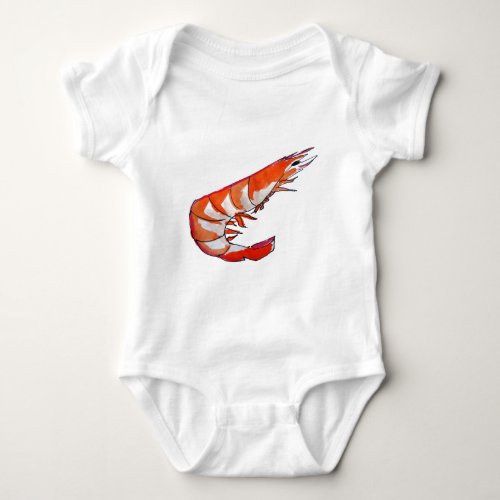 Prawn shrimp seafood kitsch art baby bodysuit