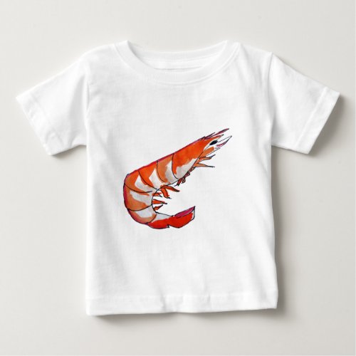 Prawn shrimp seafood kitsch art baby T_Shirt