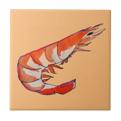 Prawn shrimp seafood kitsch art ceramic tile