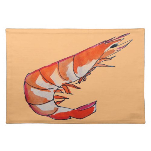 Prawn shrimp seafood kitsch art cloth placemat