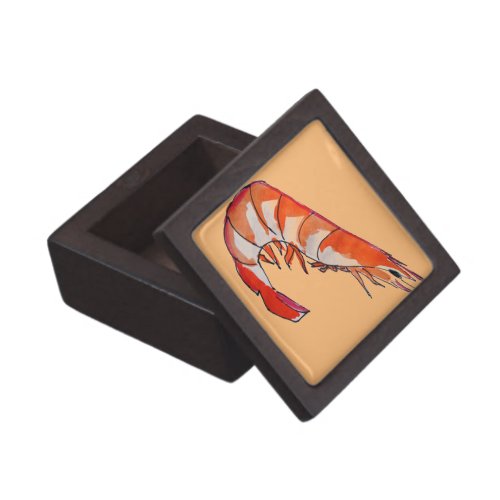 Prawn shrimp seafood kitsch art keepsake box
