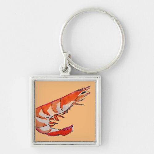 Prawn shrimp seafood kitsch art keychain