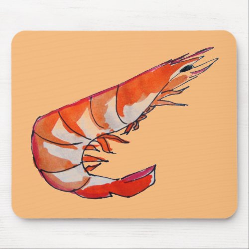 Prawn shrimp seafood kitsch art mouse pad