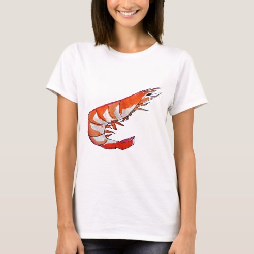 Prawn shrimp seafood kitsch art T_Shirt