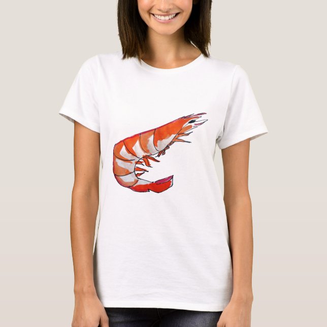 Prawn shrimp seafood kitsch art T-Shirt (Front)