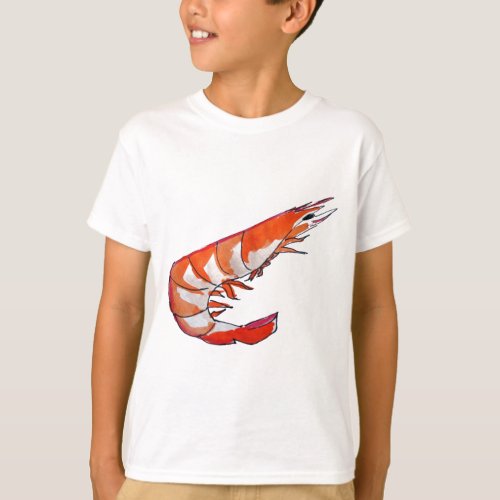 Prawn shrimp seafood kitsch art T_Shirt