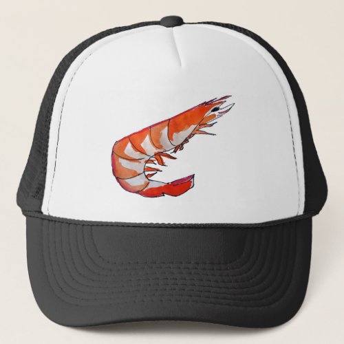 Prawn shrimp seafood kitsch art trucker hat