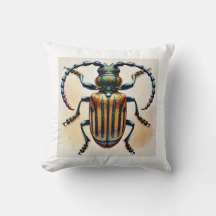 Praxithea beetle 051024IREF247 - Watercolor Throw Pillow