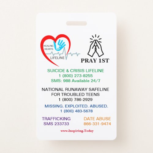 PRAY 1ST YOUTH LIFELINE BADGE