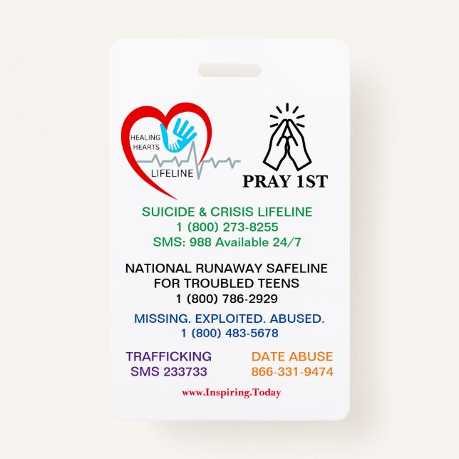 PRAY 1ST YOUTH LIFELINE BADGE (Back)