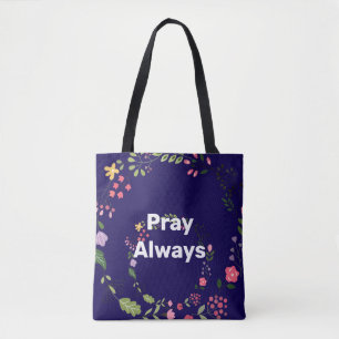 Pray Always Logo Navy   Tote Bag