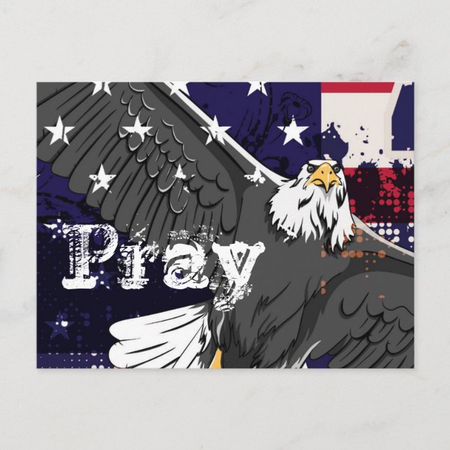 Pray - American Flag and Eagle Postcard (Front)