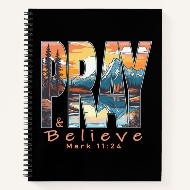 Pray and Believe Christian Design Notebook (Front)