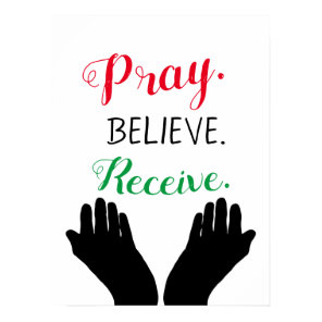 Pray Believe Receive Christian Inspiration Poster