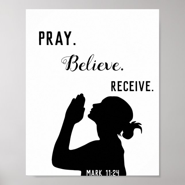 Pray Believe Receive Mark 11:24 Christian Wall Art (Front)