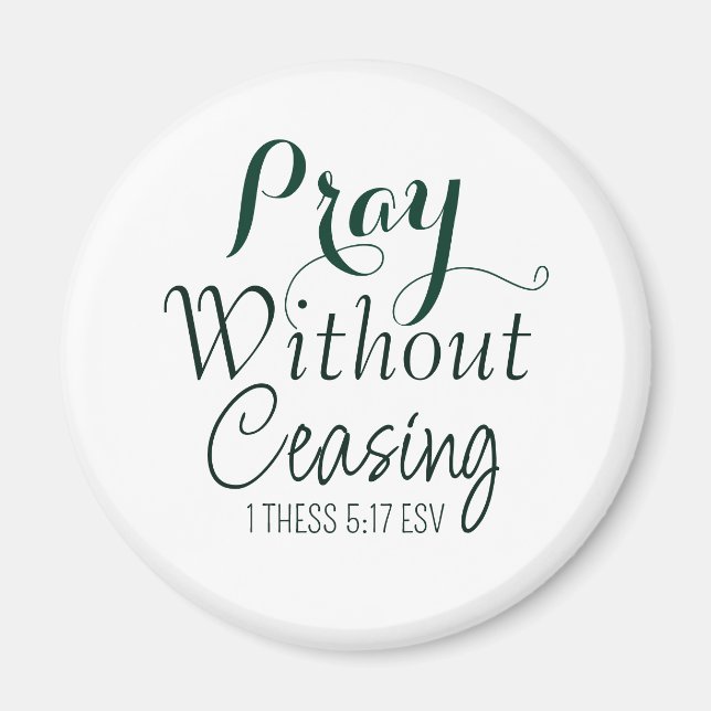 Pray Bible Verse Christian Prayer Green and White Magnet (Front)