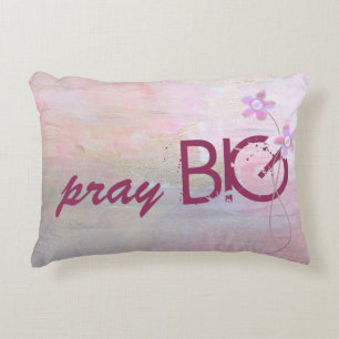 Pray Big quote on textured pink Decorative Pillow