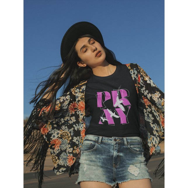 PRAY Bold Christian Faith Reminder T-Shirt (Caught in a moment… and covered in prayer.)