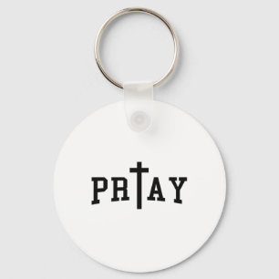Pray Christian Cross Art Christian Quote Religous  Keychain