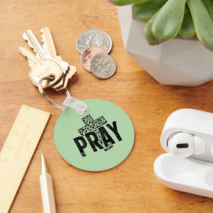 Pray Christian Faith Cross Prayer Keychain