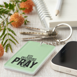 Pray Christian   Faith Cross Prayer  Keychain