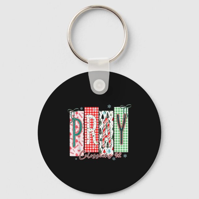 Pray Christmas Santa Coquette Bow Women Girls  Keychain (Front)