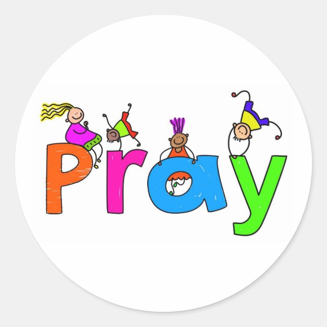 Pray Classic Round Sticker (Front)