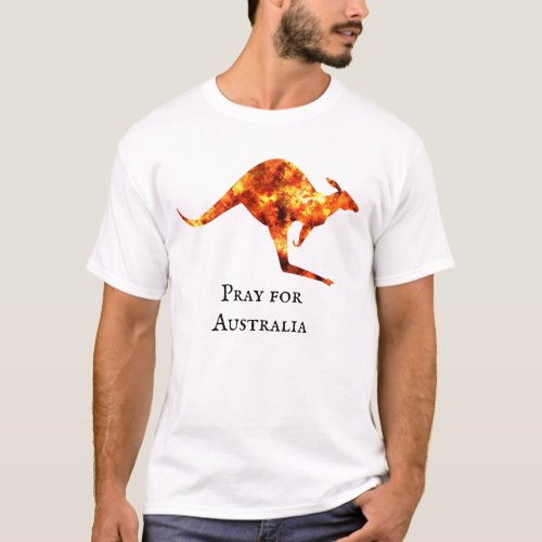 Pray For Australia Kangaroo Flame  Brush Fires T_Shirt