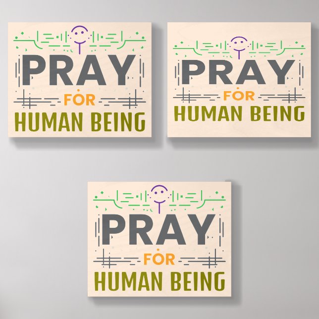 Pray For Human Being Wood Photo Tile (Front Set)