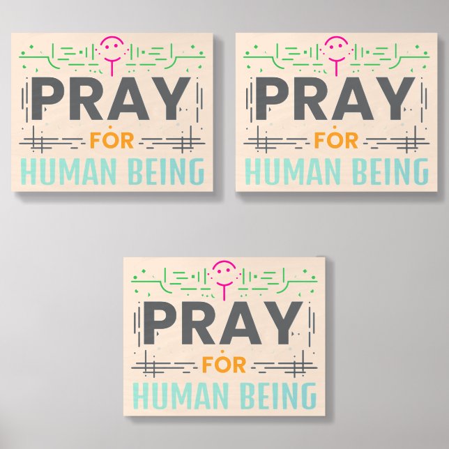 Pray For Human Being Wood Photo Tile (Front Set)