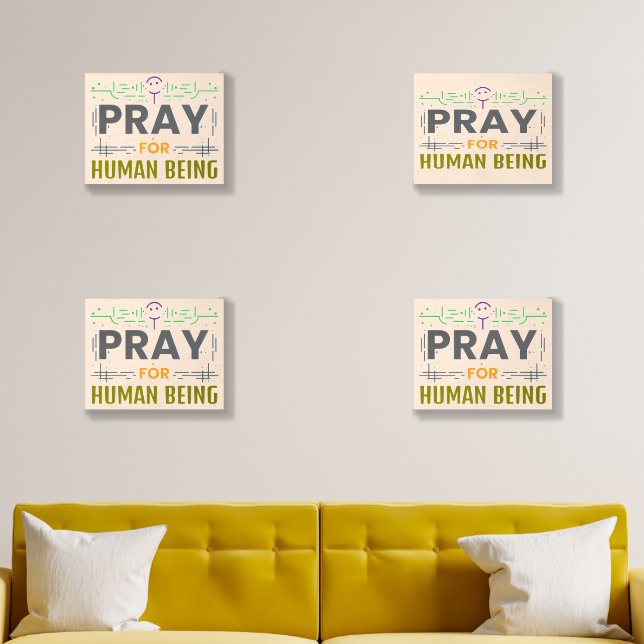 Pray For Human Being Wood Photo Tile (Living Room)