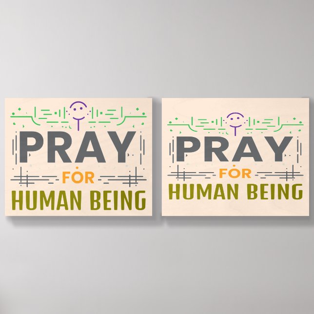 Pray For Human Being Wood Photo Tile (Front Set)