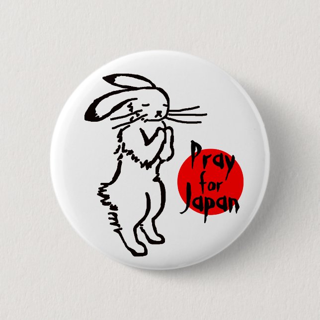 Pray for Japan(1 rabbit) Pinback Button (Front)