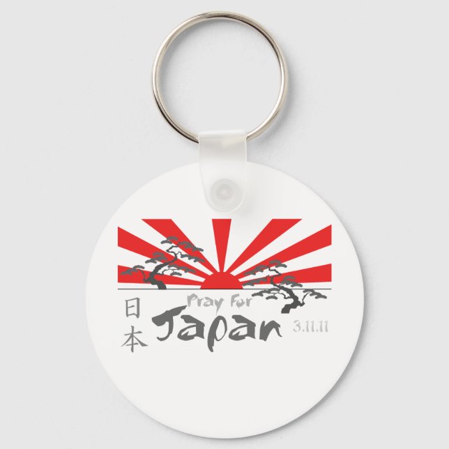 Pray for Japan with the Rising Sun Keychain (Front)