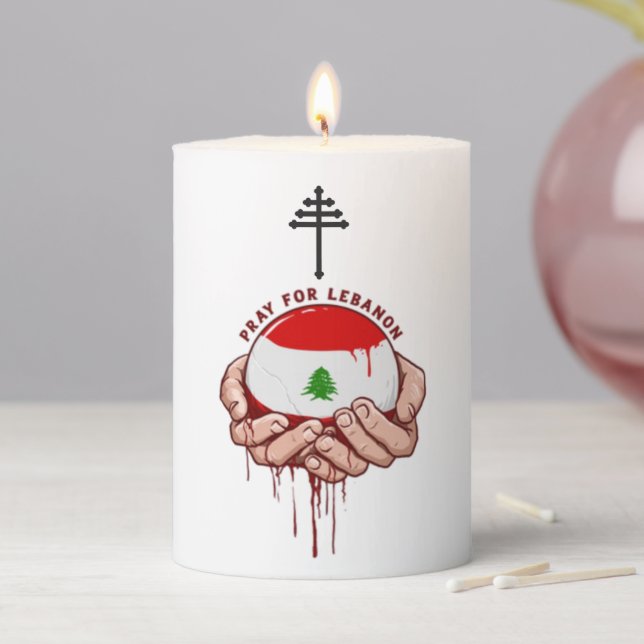 Pray for Lebanon Maronite Church Votive Pillar Candle (In Situ)